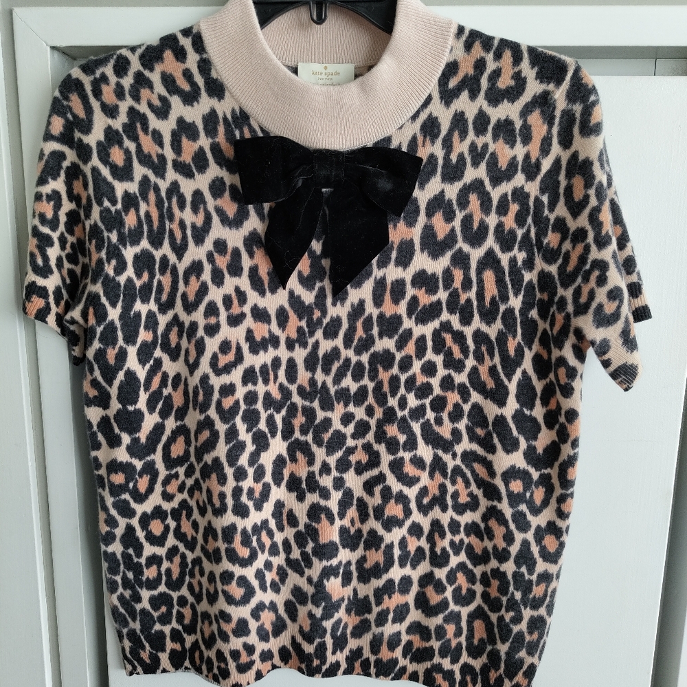Kate Spade Pink and Black Leopard Print Kids Sweater